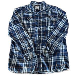 Men's Thread & Cloth Indigo Dye Flannel Shirt XL 100% Cotton